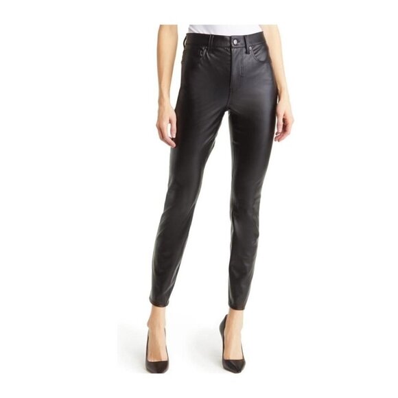 Veronica Beard Womens Black High Rise Faux Leather Ankle Skinny Pants Sz 31 New - Picture 1 of 12